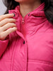 Women's Pink Relaxed Solid Quilted Jacket