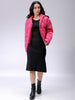 Women's Pink Relaxed Solid Quilted Jacket