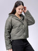 Women's Regular Fit Solid Hooded Puffer Jacket