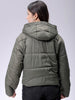 Women's Regular Fit Solid Hooded Puffer Jacket