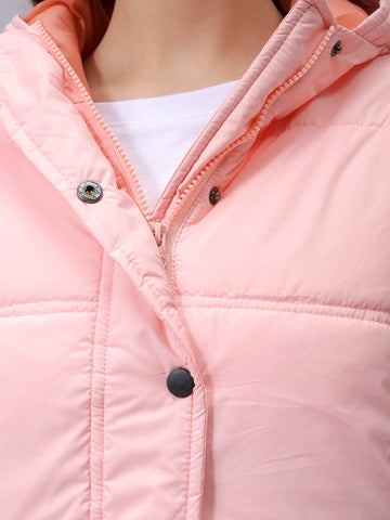 Women's Regular Fit Solid Hooded Puffer Jacket