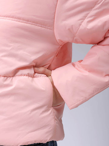 Women's Regular Fit Solid Hooded Puffer Jacket