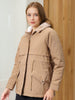 Women's Beige Regular Fit Solid Parka Jacket