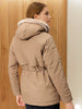 Women's Beige Regular Fit Solid Parka Jacket