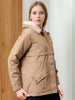 Women's Beige Regular Fit Solid Parka Jacket