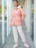 Women's Pink Regular Fit Solid Parka Jacket