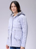 Women's Purple Regular Fit Solid Parka Jacket