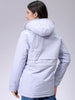 Women's Purple Regular Fit Solid Parka Jacket