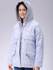 Women's Purple Regular Fit Solid Parka Jacket