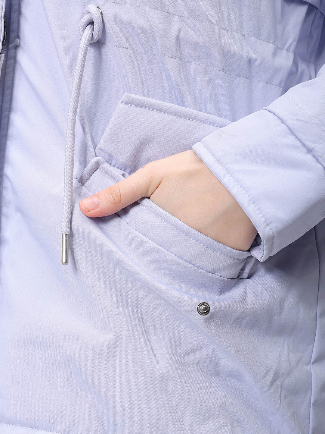 Women's Purple Regular Fit Solid Parka Jacket