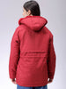 Women's Maroon Regular Fit Solid Parka Jacket