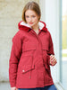 Women's Maroon Regular Fit Solid Parka Jacket
