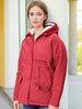 Women's Maroon Regular Fit Solid Parka Jacket