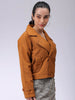 Women's Brown Straight Solid Trench Coat