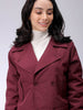 Women's Red Straight Solid Trench Coat
