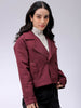 Women's Red Straight Solid Trench Coat