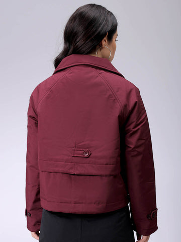 Women's Red Straight Solid Trench Coat