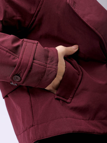 Women's Red Straight Solid Trench Coat