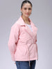 Women's Pink Regular Fit Solid Trench Coat