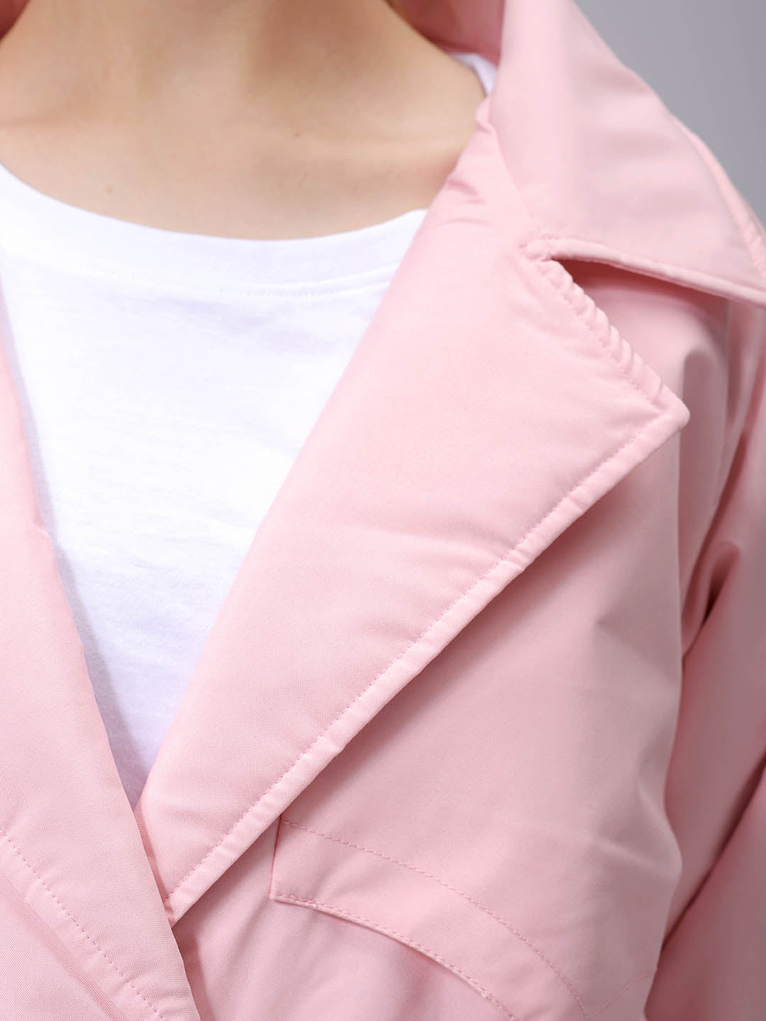 Women's Pink Regular Fit Solid Trench Coat