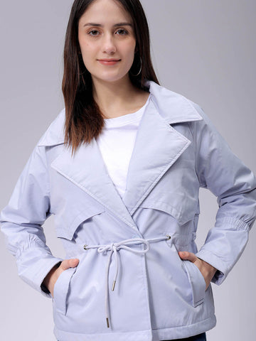 Women's Purple Regular Fit Solid Trench Coat