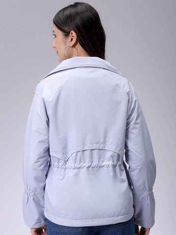 Women's Purple Regular Fit Solid Trench Coat