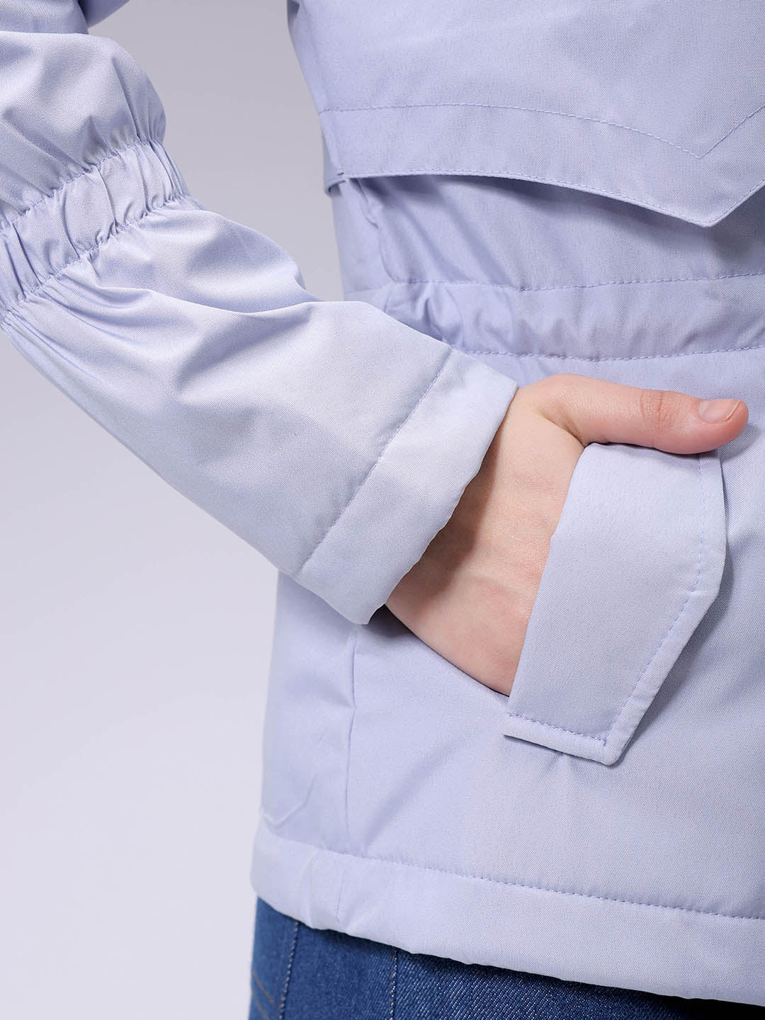 Women's Purple Regular Fit Solid Trench Coat