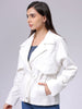Women's White Regular Fit Solid Trench Coat