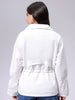 Women's White Regular Fit Solid Trench Coat
