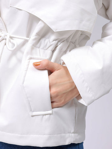 Women's White Regular Fit Solid Trench Coat