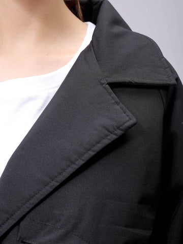 Women's Black Regular Fit Solid Trench Coat