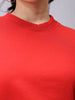 Women's Red Loose Fit Solid Cropped Sweatshirt