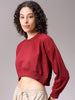Women's Purple Loose Fit Solid Cropped Sweatshirt