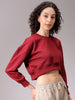Women's Purple Loose Fit Solid Cropped Sweatshirt