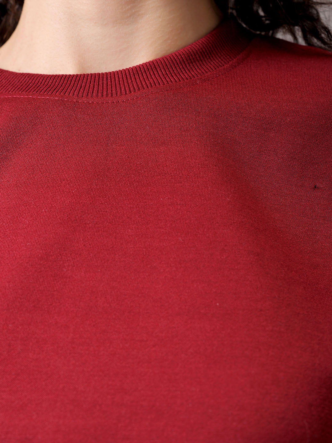 Women's Purple Loose Fit Solid Cropped Sweatshirt