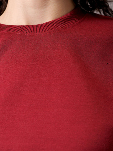 Women's Purple Loose Fit Solid Cropped Sweatshirt