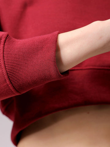 Women's Purple Loose Fit Solid Cropped Sweatshirt