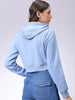 Women's Blue Relaxed Fit Solid Front Open Zipper Sweatshirt