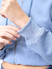 Women's Blue Relaxed Fit Solid Front Open Zipper Sweatshirt
