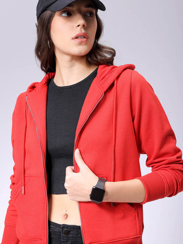 Women's Relaxed Fit Solid Front Open Sweatshirt