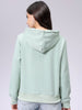 Women's Green Relaxed Fit Solid Front Open Sweatshirt