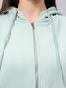 Women's Green Relaxed Fit Solid Front Open Sweatshirt