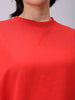 Women's Red Oversized Solid Sweatshirt