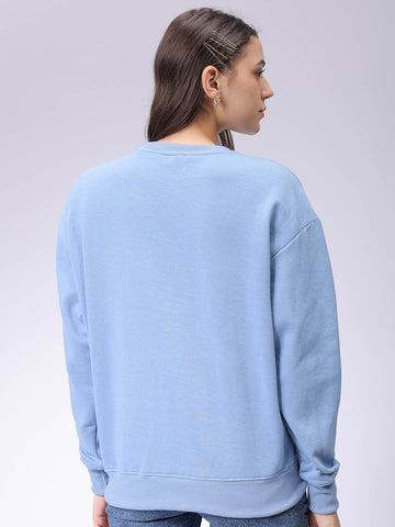 Women's Drop Shoulder Solid Crew Neck Sweatshirt