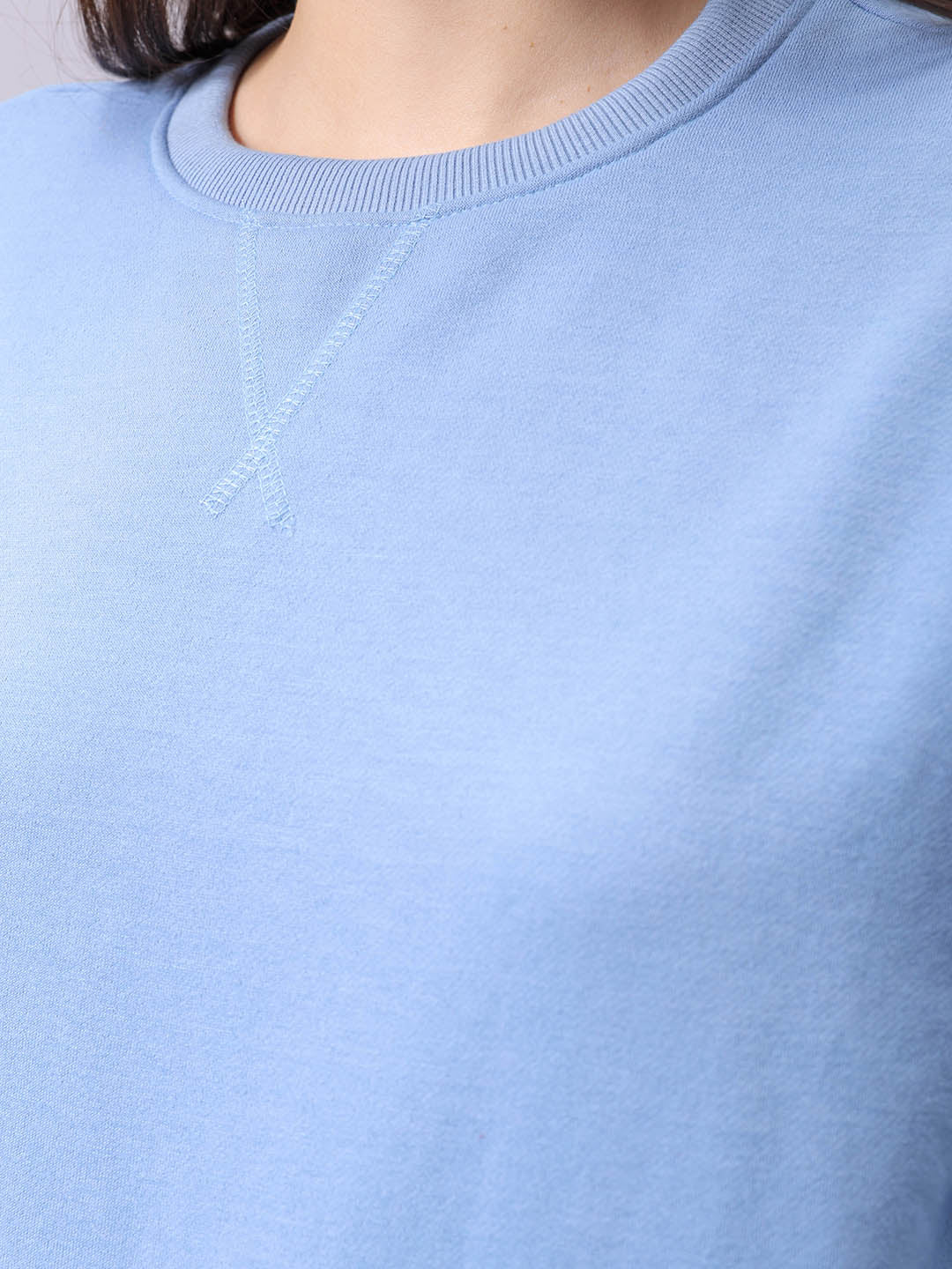 Women's Drop Shoulder Solid Crew Neck Sweatshirt