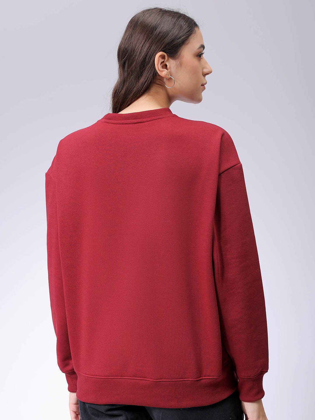 Women's Drop Shoulder Solid Crew Neck Sweatshirt