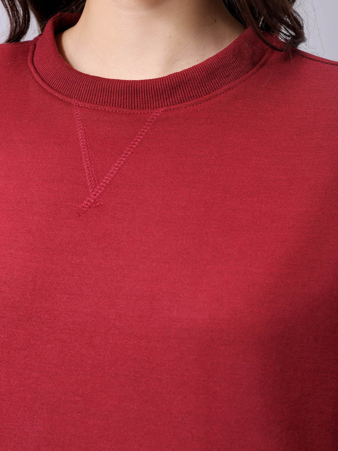 Women's Drop Shoulder Solid Crew Neck Sweatshirt