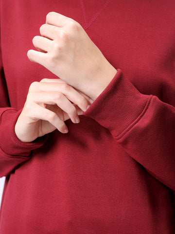 Women's Drop Shoulder Solid Crew Neck Sweatshirt