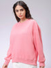 Women's Pink Boxy Solid Oversized Sweatshirt