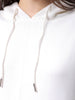 Women's White Boxy Fit Graphic Hooded Sweatshirt